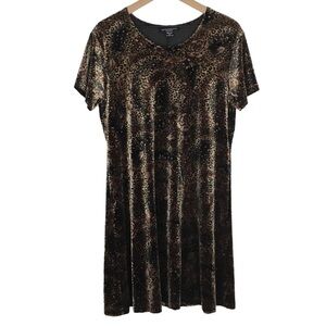 VINTAGE 90s Mini Dress Crushed Velvet Animal Print Rose Floral Whimsigoth Medium
